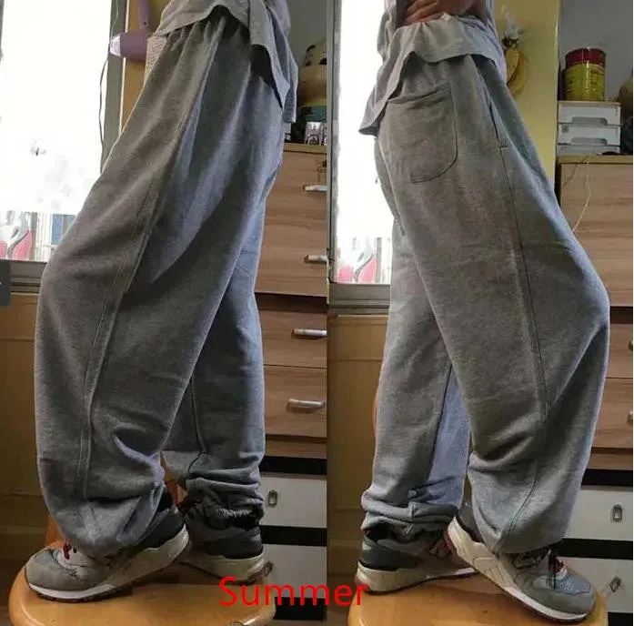 WIAOFELLAS  -  Summer Loose Thin Sweatpants Hiphop Men's Joggers Casual Baggy Wide Leg Pants Cotton Plus Size 4XL Dance Trousers Clothing
