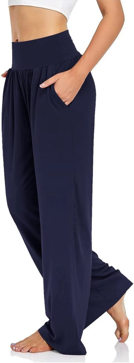 Wide Leg Yoga Pants for Women High Waist Sports Athletic Lounge Pants Casual Loose Cozy Sweatpants with Pockets