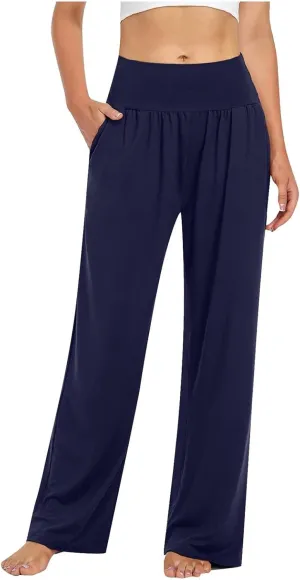 Wide Leg Yoga Pants for Women High Waist Sports Athletic Lounge Pants Casual Loose Cozy Sweatpants with Pockets