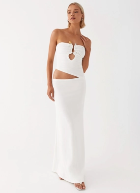 Artistic Detail Style Upgrade Wild Roses Maxi Dress - White