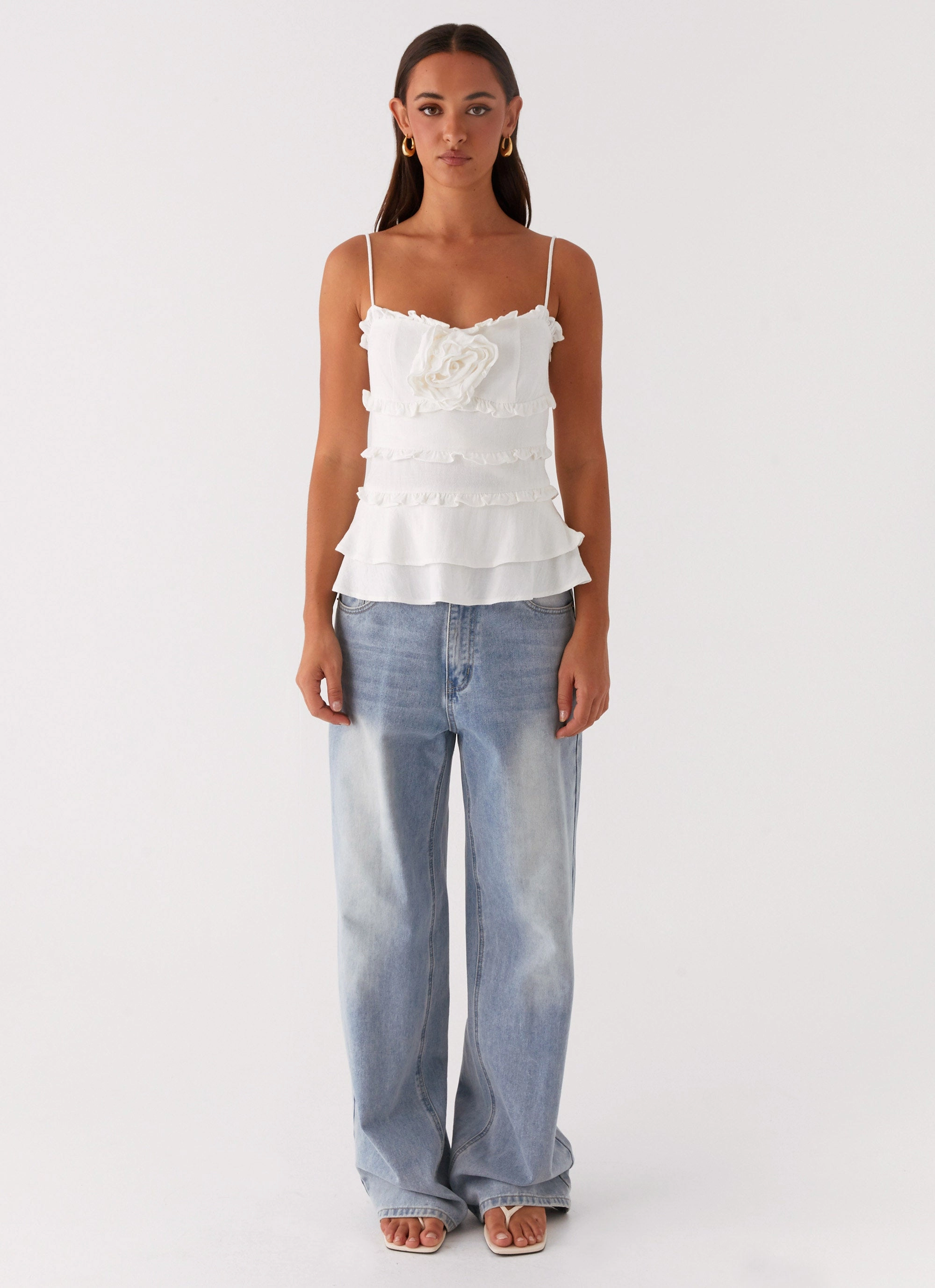 NonIrritating Wilde Linen Rose Top - White