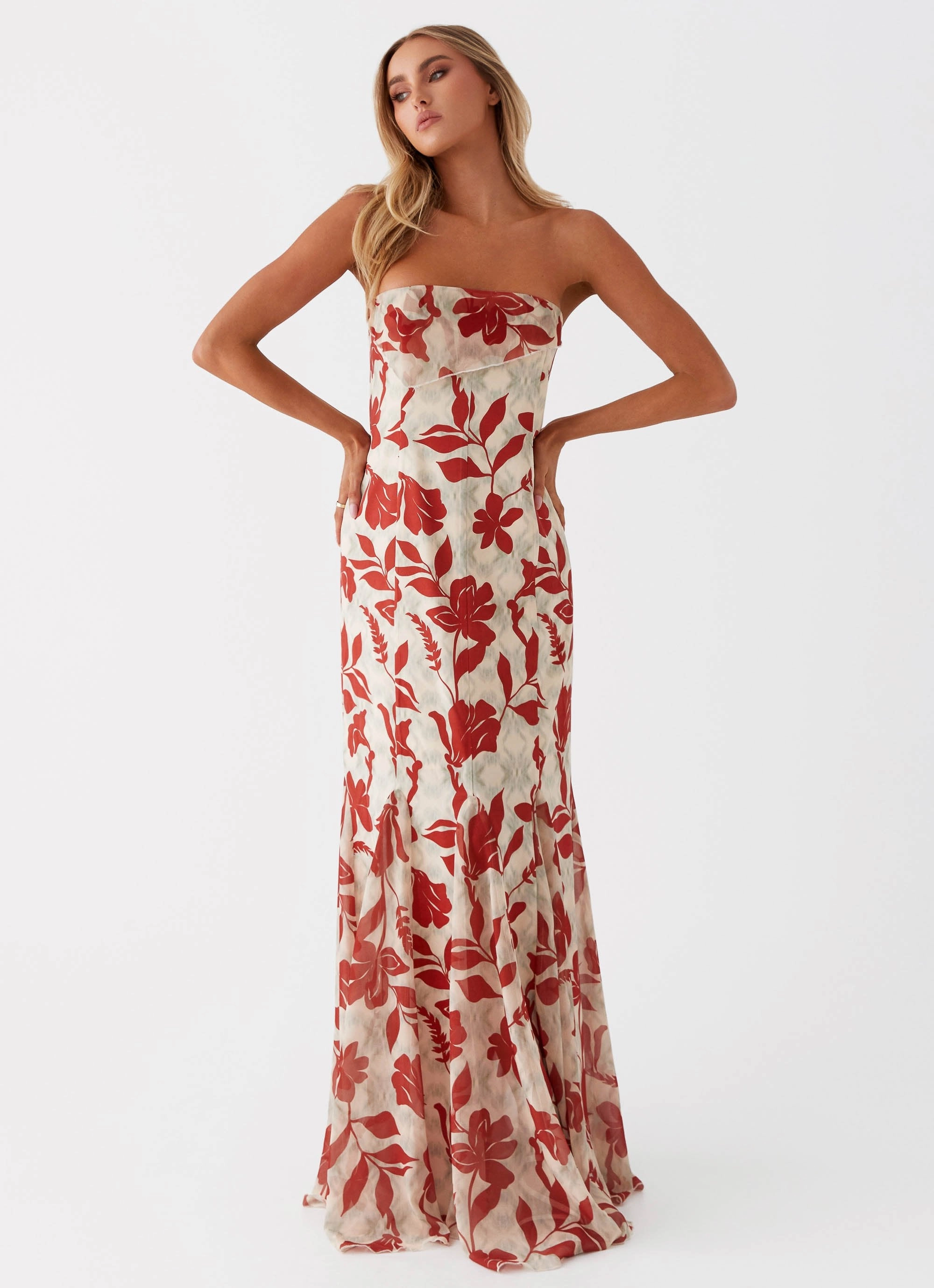 Chic and Stylish Willa Maxi Dress - Red Green Floral