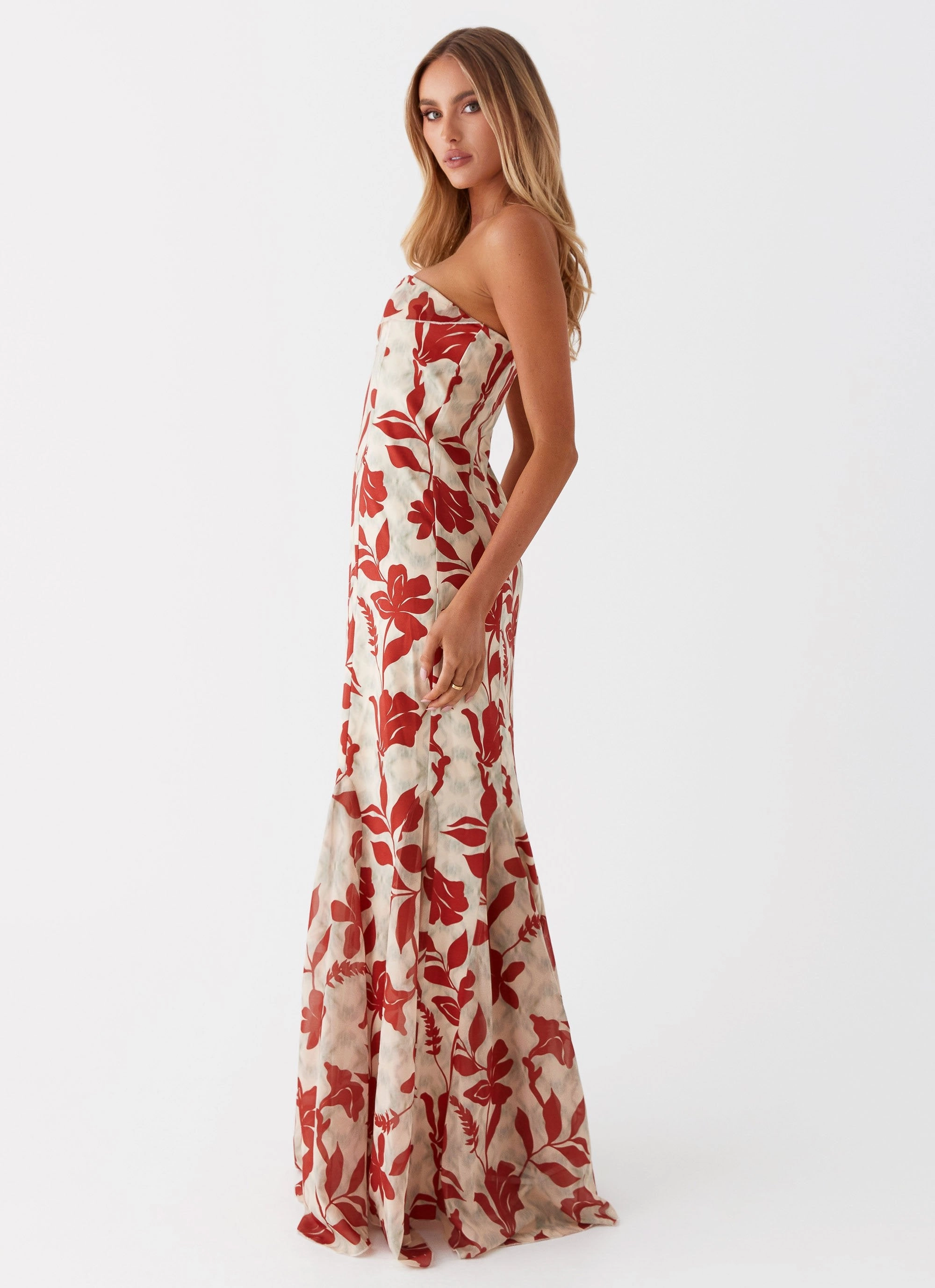 Willa Maxi Dress - Red Green Floral Gender Fluid