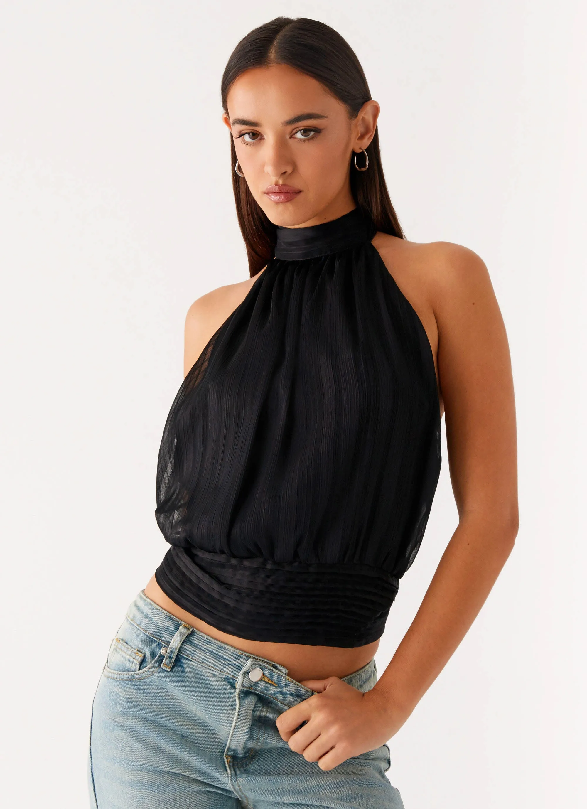Willow Chiffon Top - Black QuickDryTech