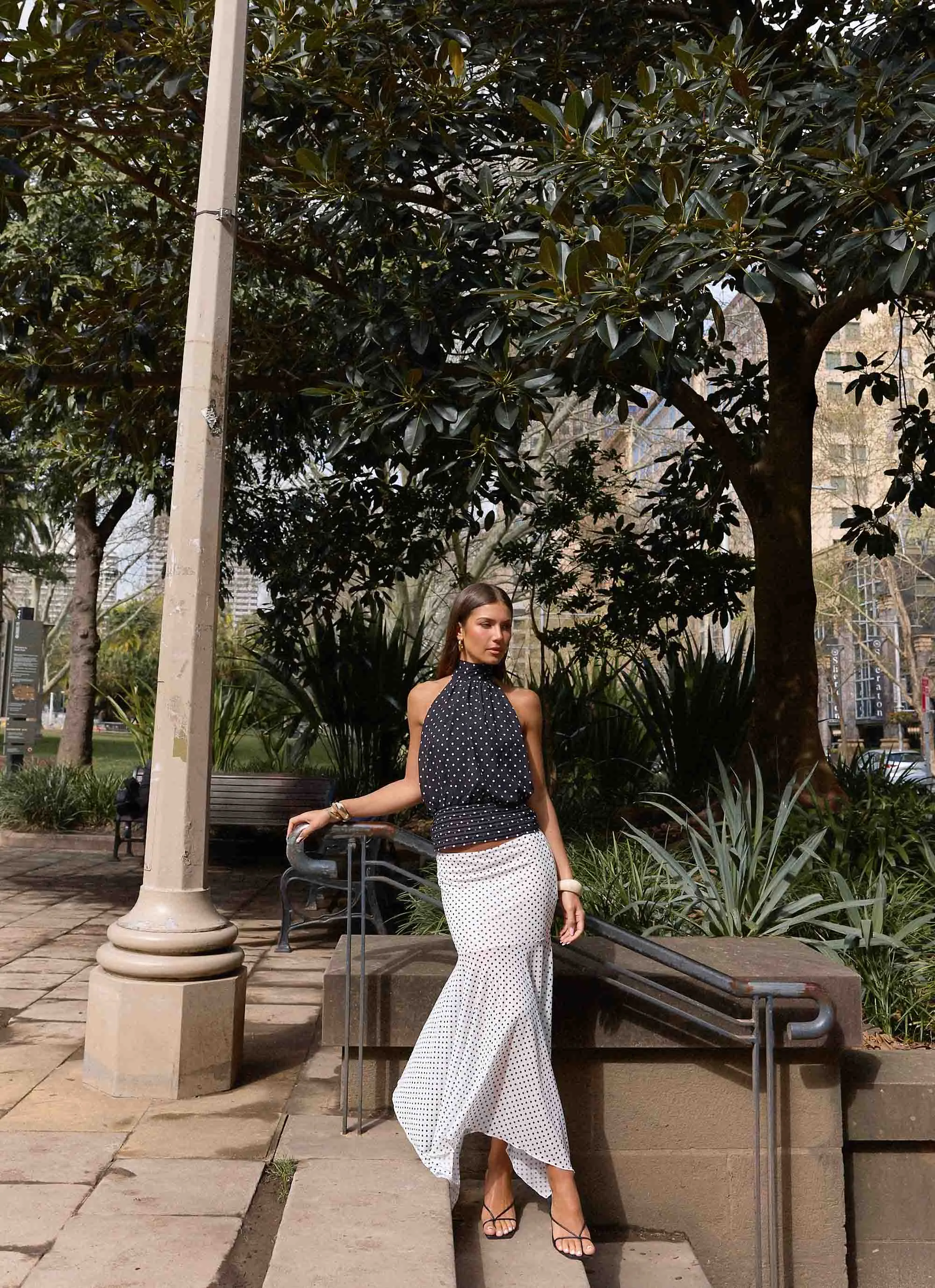 Willow Chiffon Top - Black Polkadot Low Impact Manufacturing SlipResistant