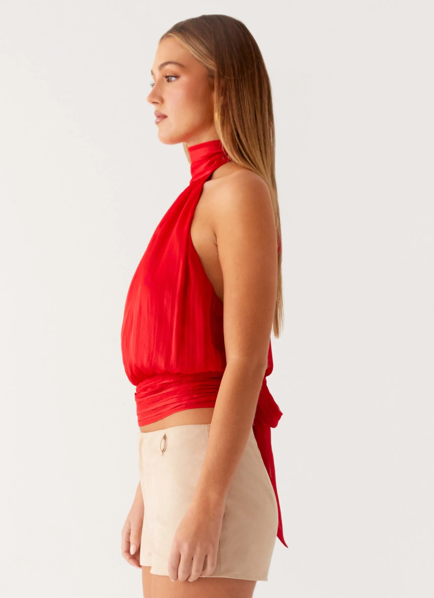Willow Chiffon Top - Red Multi Directional Mobility TaglessLabel