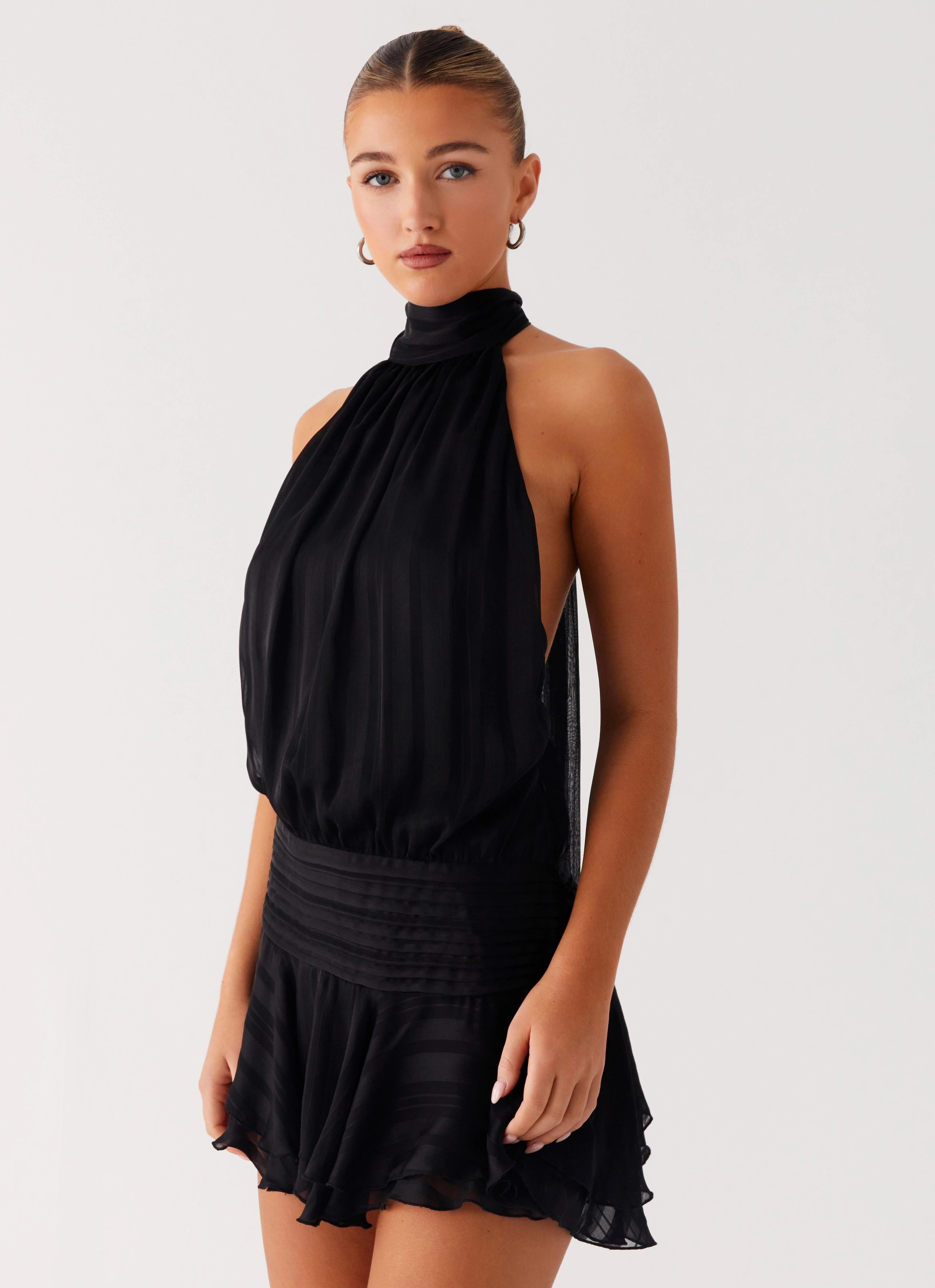 All Gender Willow Chiffon Mini Dress - Black