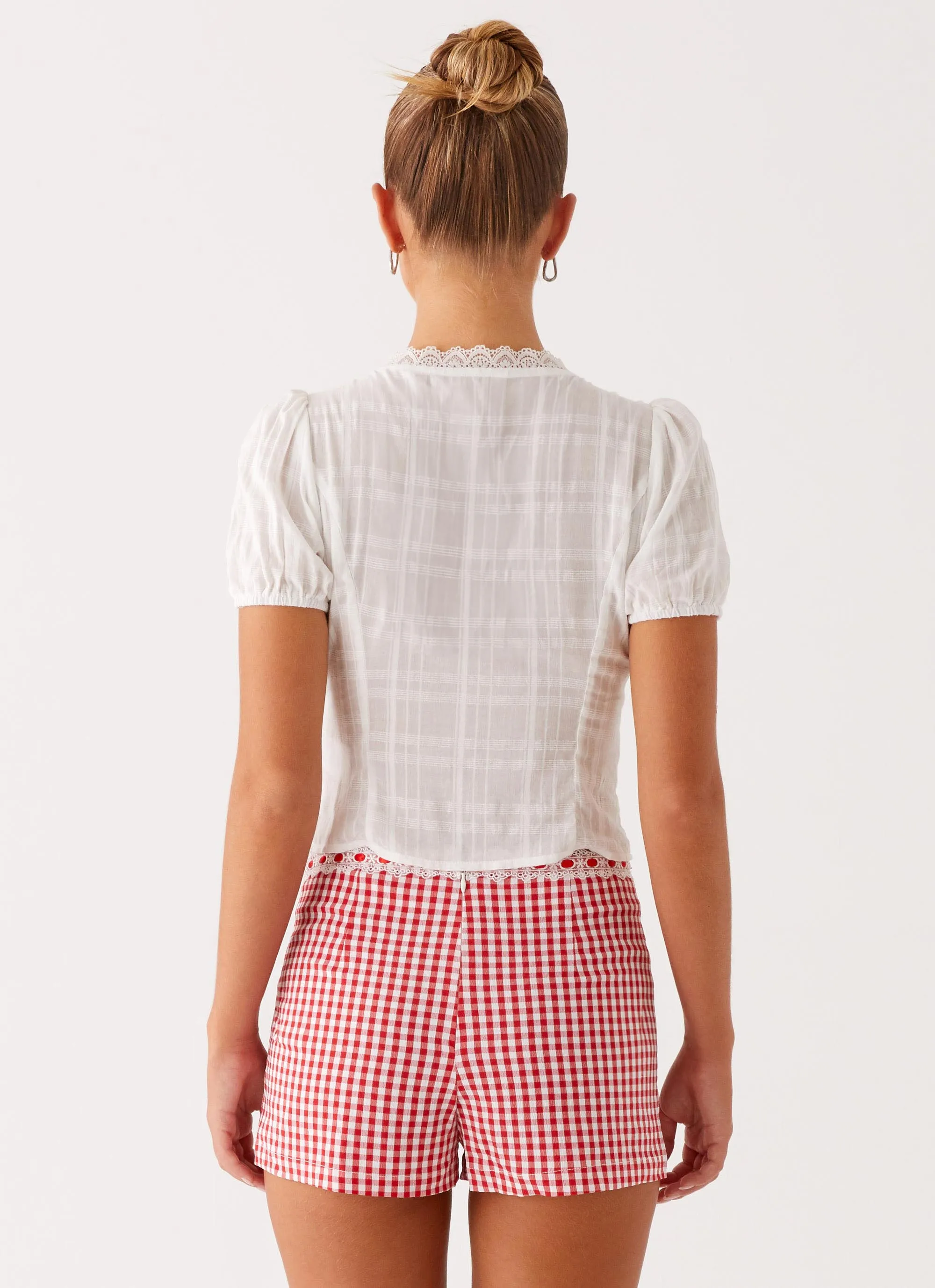 Comfort Mood Devon Micro Shorts - Red Gingham