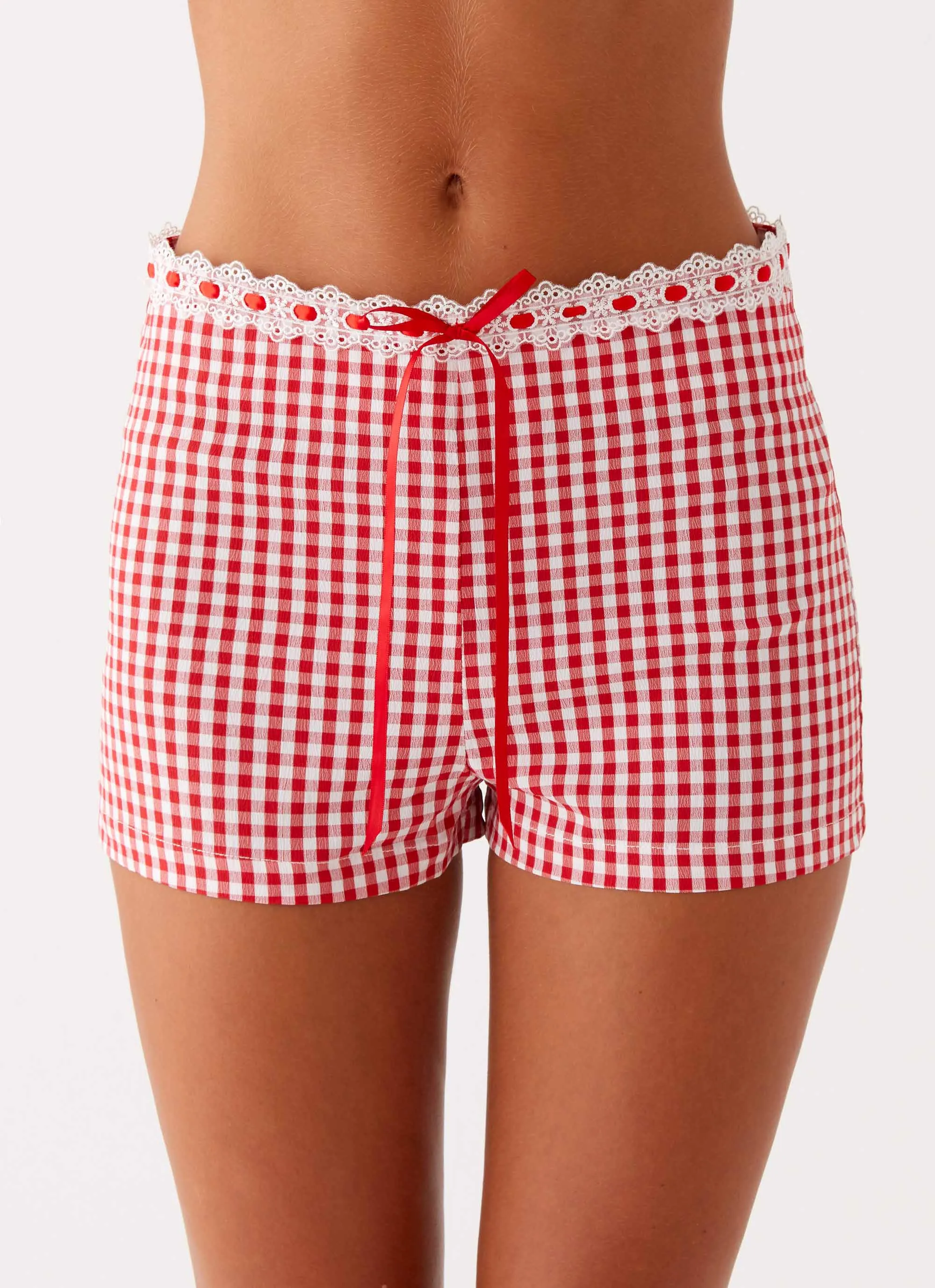 Daily Style Devon Micro Shorts - Red Gingham