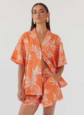 Modular Attachment System Sweet Relief Linen Shorts - Tropic Sunset