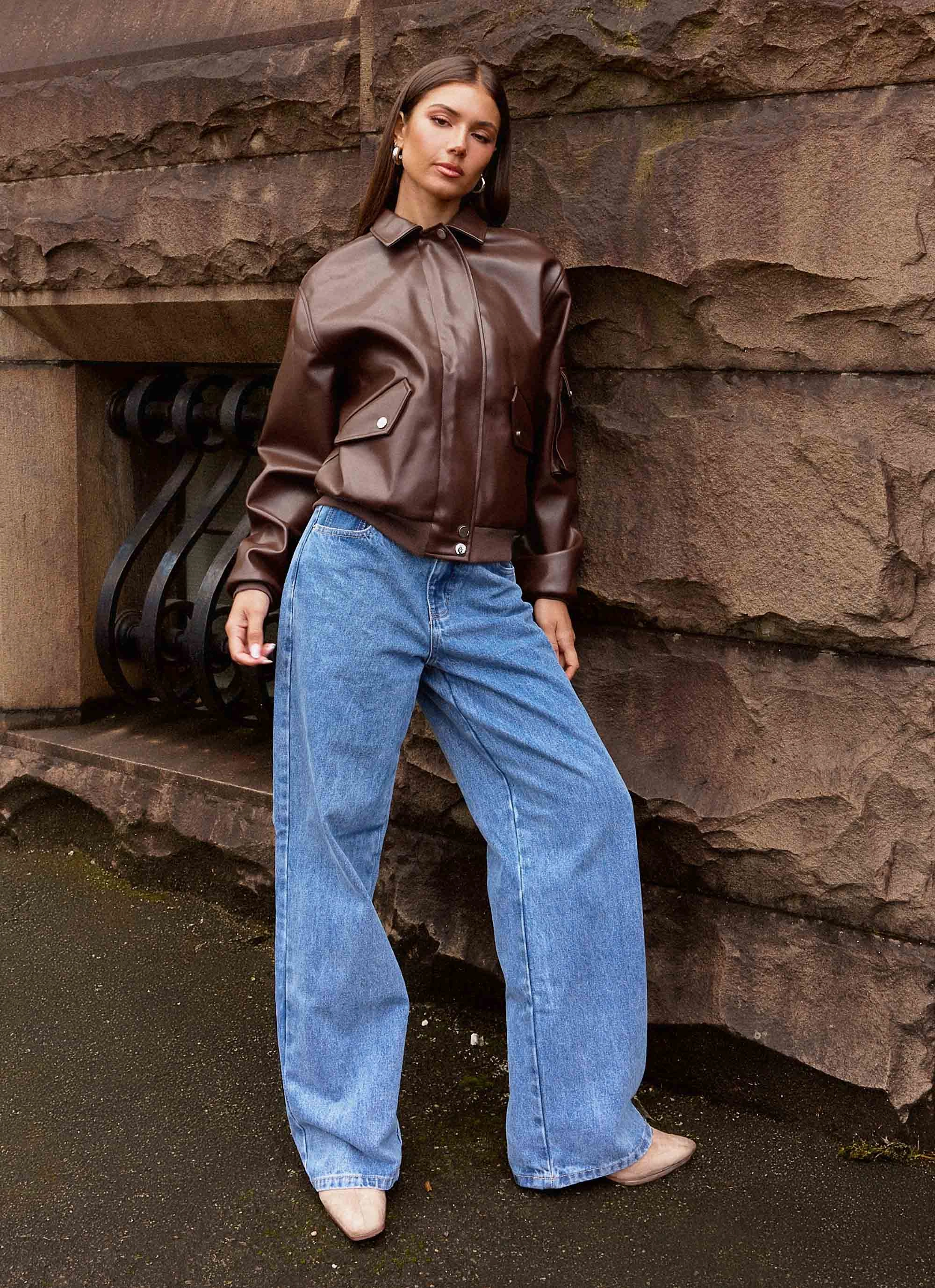 Indara Bomber Jacket - Chocolate Comfort Fit