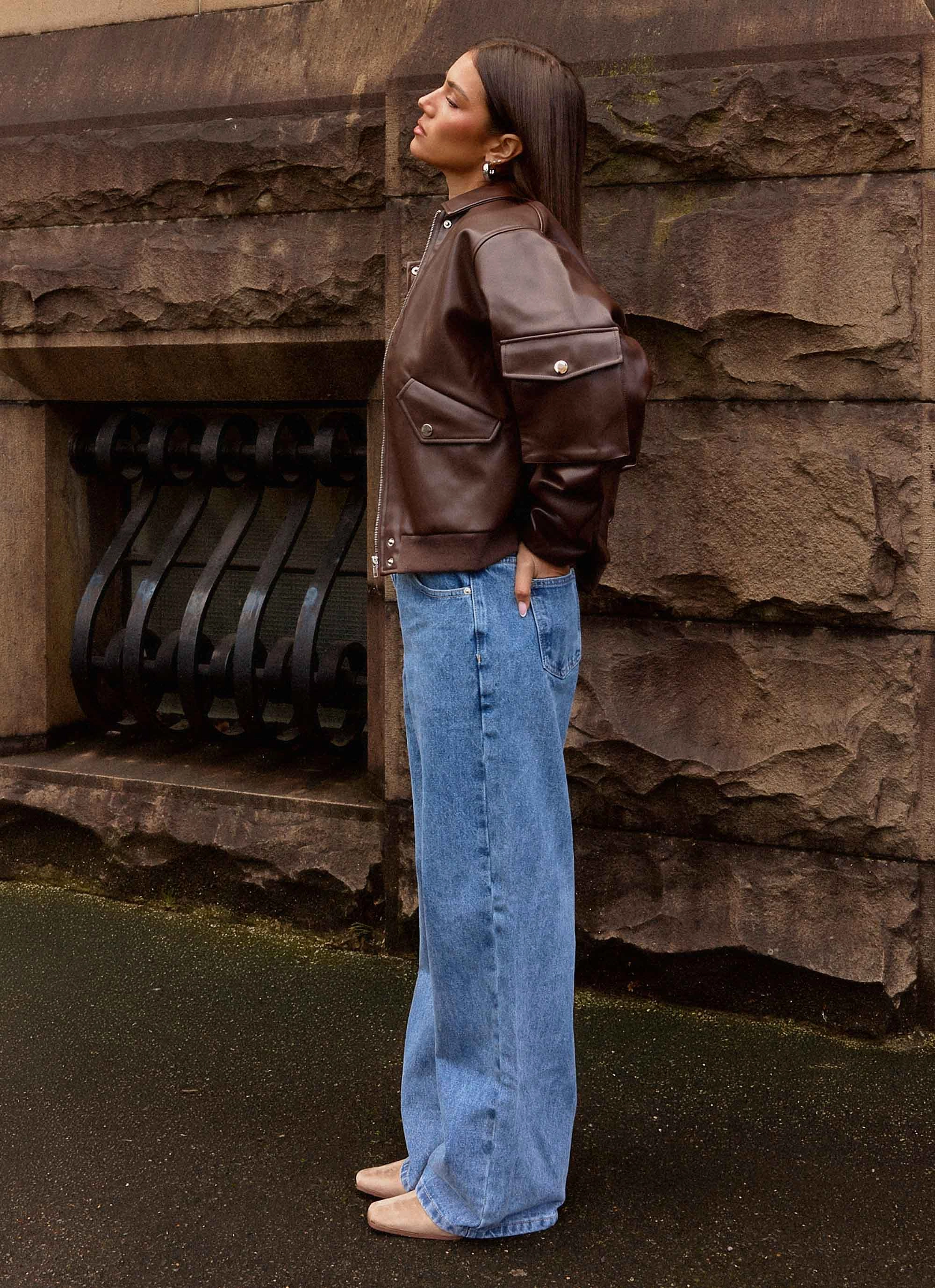 Indara Bomber Jacket - Chocolate Contoured Silhouette