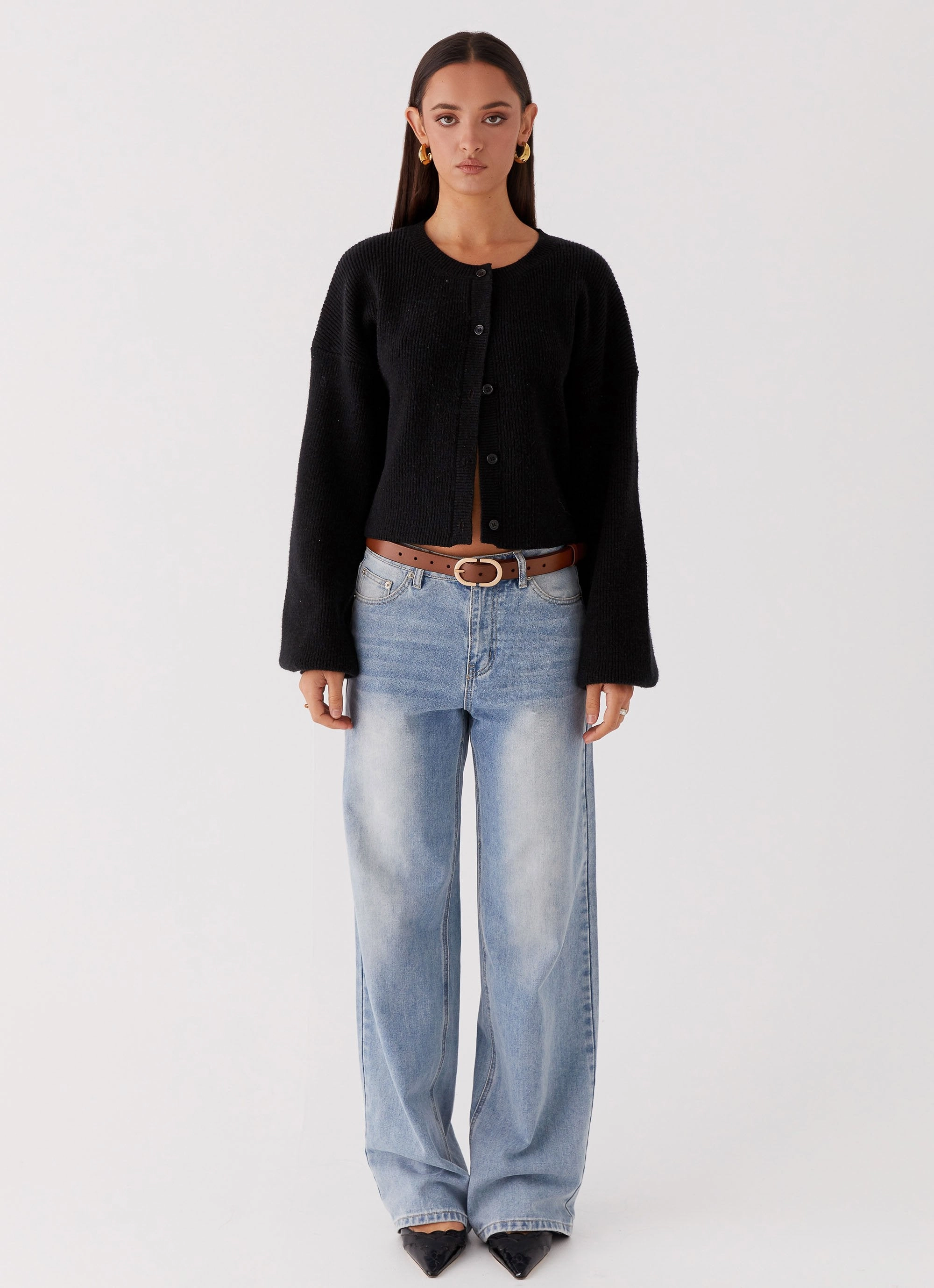 Daphne Knit Cardigan - Black Low Profile Zipper Closure