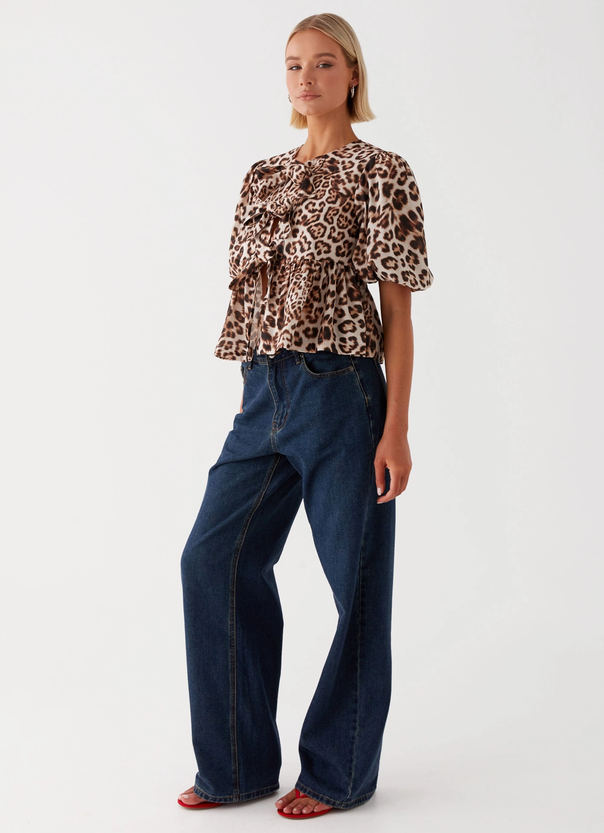 Western Wind Tie Top - Leopard Durable Interlock Stitch