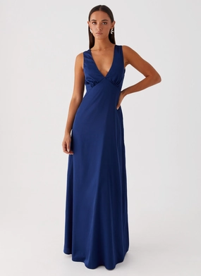 Winnie Cowl Back Maxi Dress - Navy Neutral Mood