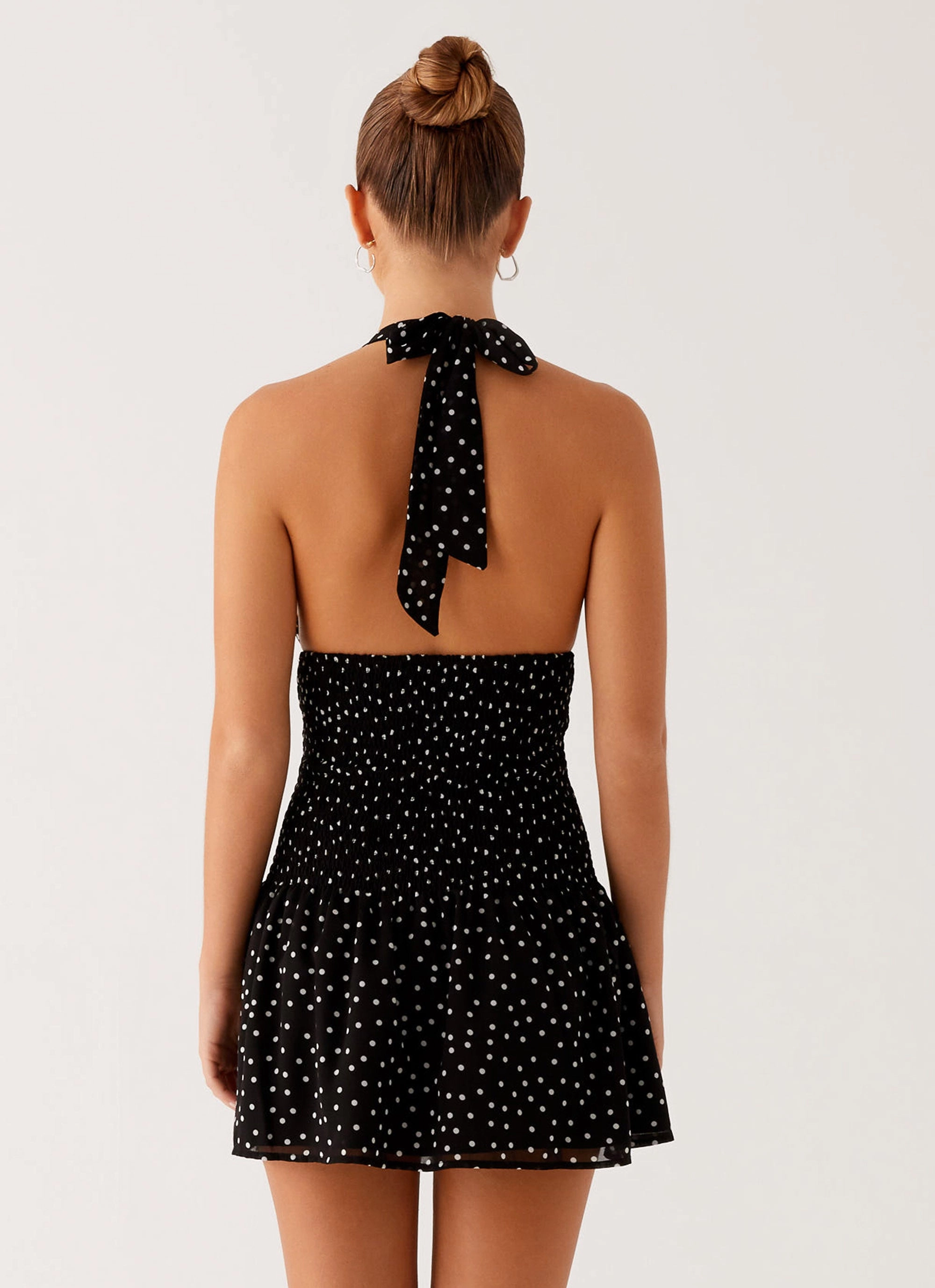 Contemporary Vibe Playful design piece Holden Mini Dress - Black Polka Dot