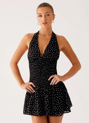 Church Proper Guest Shine Holden Mini Dress - Black Polka Dot
