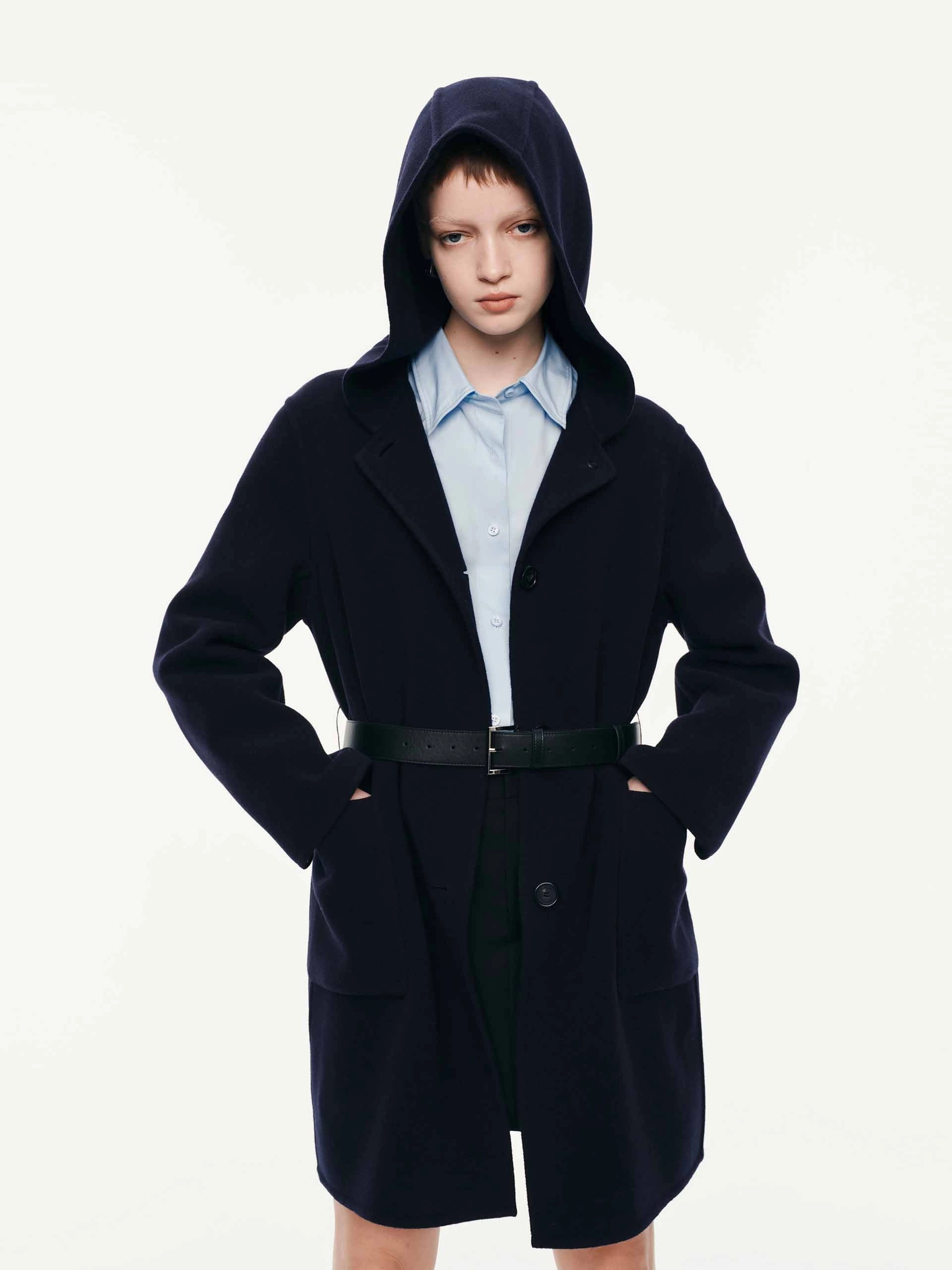 With Belt Hooded Coat