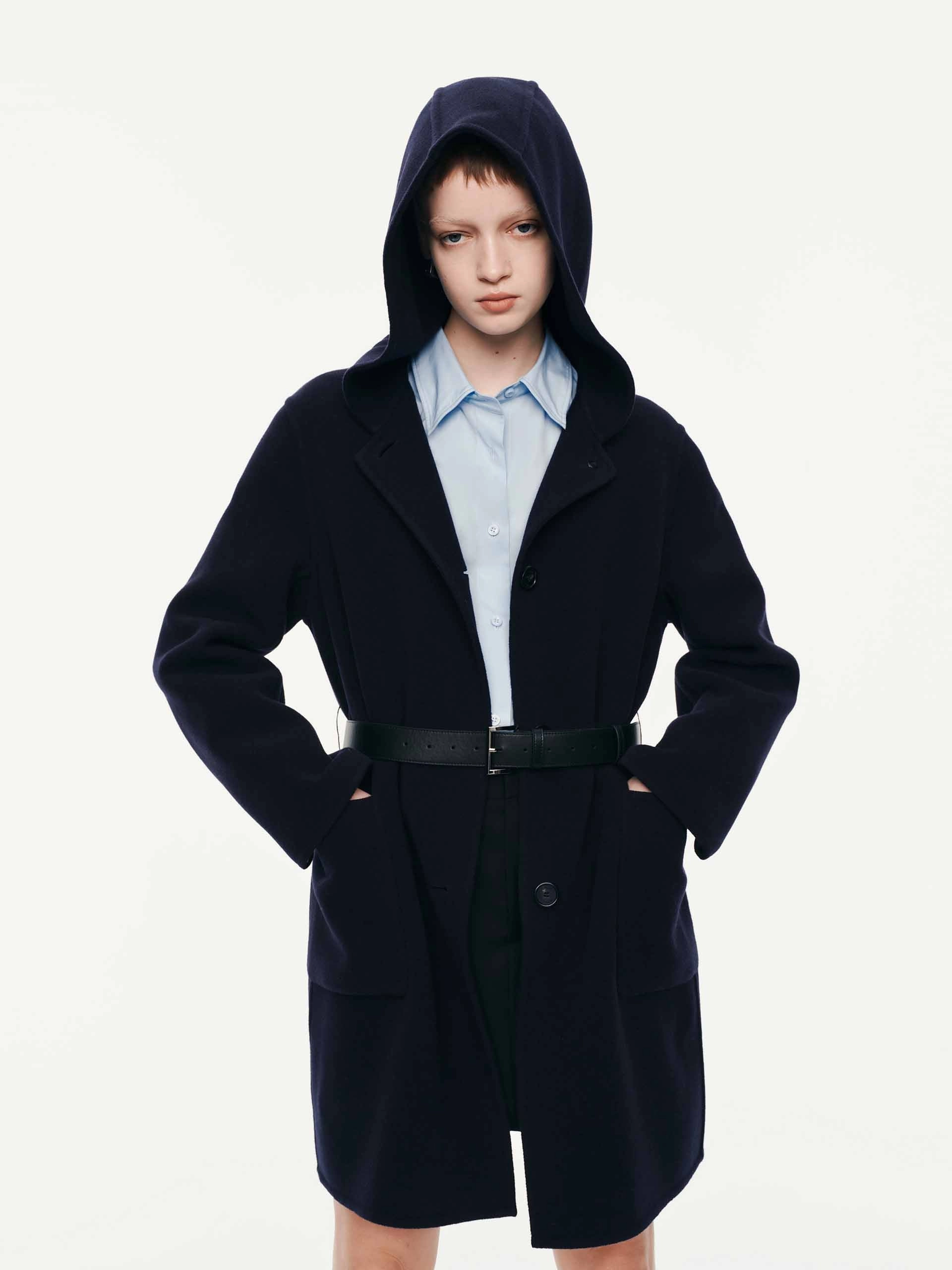 With Belt Hooded Coat