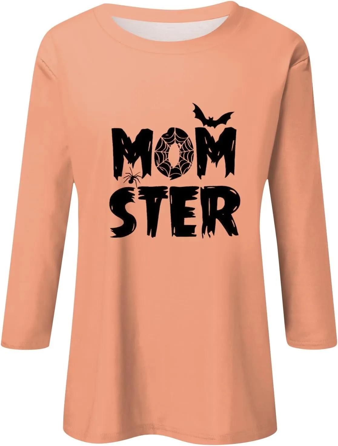 Women 3/4 Sleeve Shirts Tops Blouses Fashion Tunic Fall Clothes Casual Plus Size Basic Tops Pullover Halloween