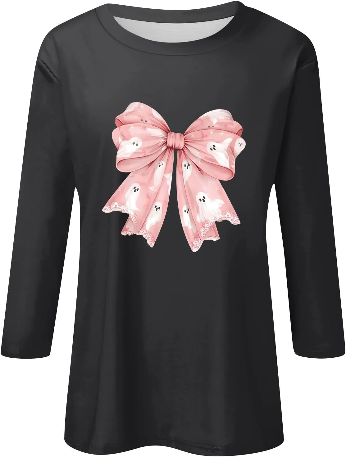 Women 3/4 Sleeve Shirts Tops Blouses Fashion Tunic Fall Clothes Casual Plus Size Basic Tops Pullover Halloween