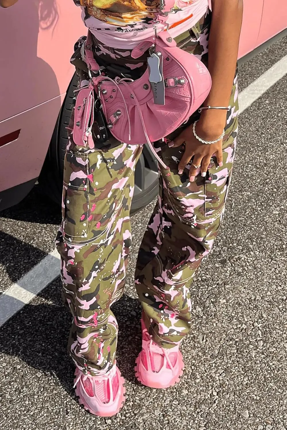 Women Camo Cargo Pants Camouflage Army Fatigue High Waisted Jogger Sweatpants Plus Size