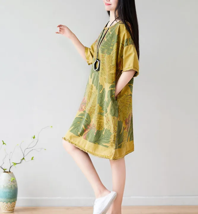 Women Dresses Long Sleeve Casual Summer Cotton Linen Women Dresses CNHK07262