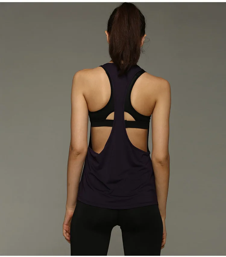 Women Fitness Jogging Sporty Stretchable Sleeveless Tank Top Breathable Quick Dry Yoga Back See Through Activewear
