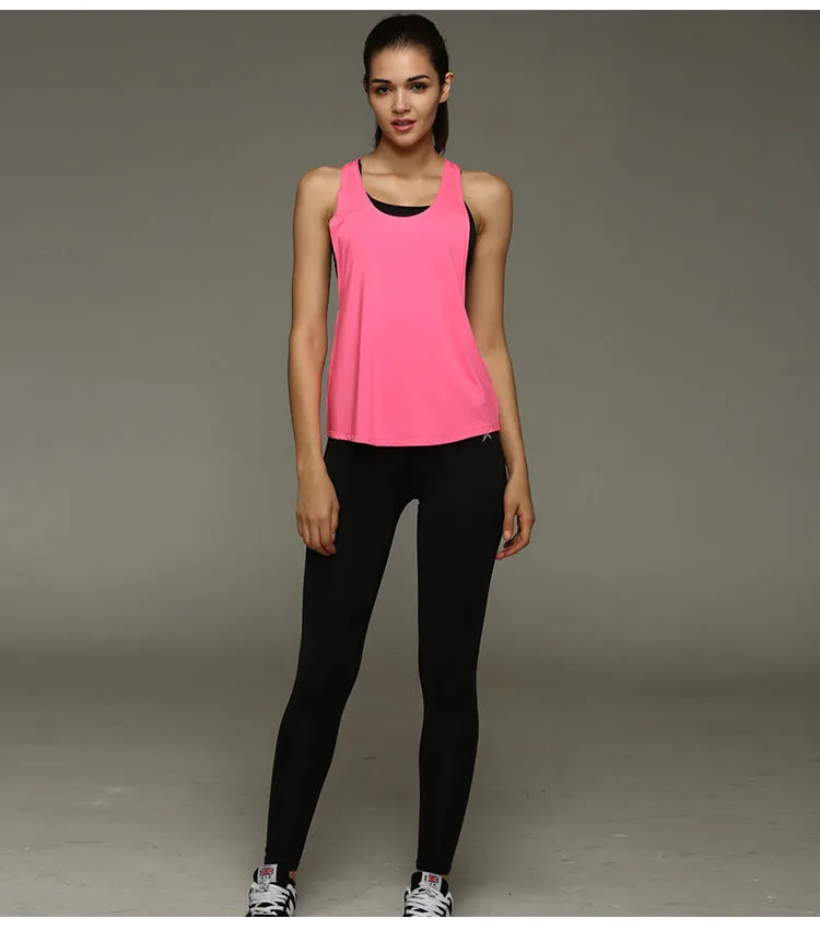 Women Fitness Jogging Sporty Stretchable Sleeveless Tank Top Breathable Quick Dry Yoga Back See Through Activewear