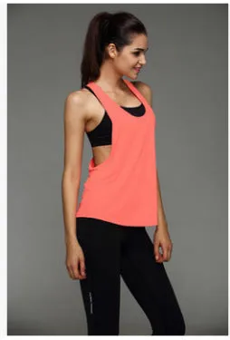 Women Fitness Jogging Sporty Stretchable Sleeveless Tank Top Breathable Quick Dry Yoga Back See Through Activewear