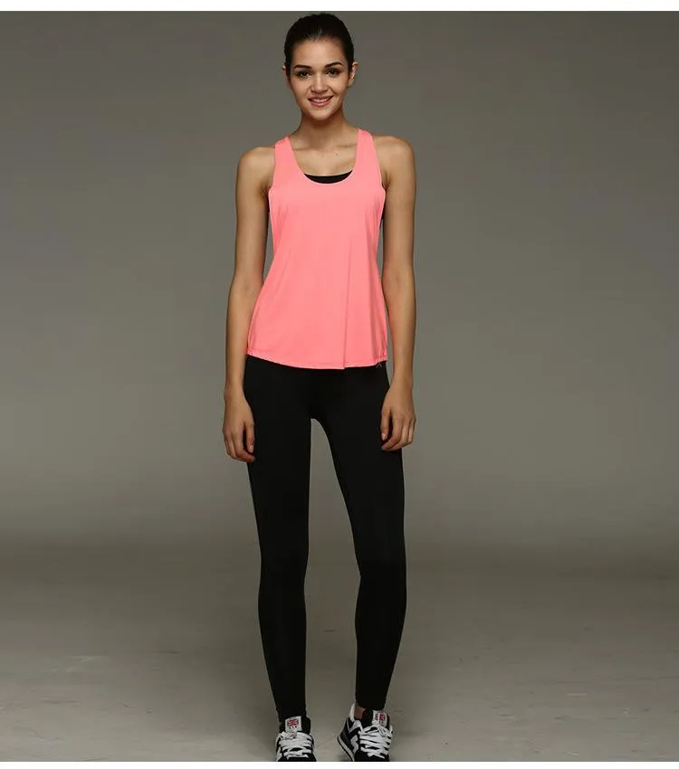 Women Fitness Jogging Sporty Stretchable Sleeveless Tank Top Breathable Quick Dry Yoga Back See Through Activewear