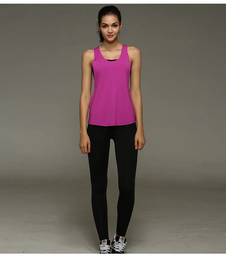 Women Fitness Jogging Sporty Stretchable Sleeveless Tank Top Breathable Quick Dry Yoga Back See Through Activewear