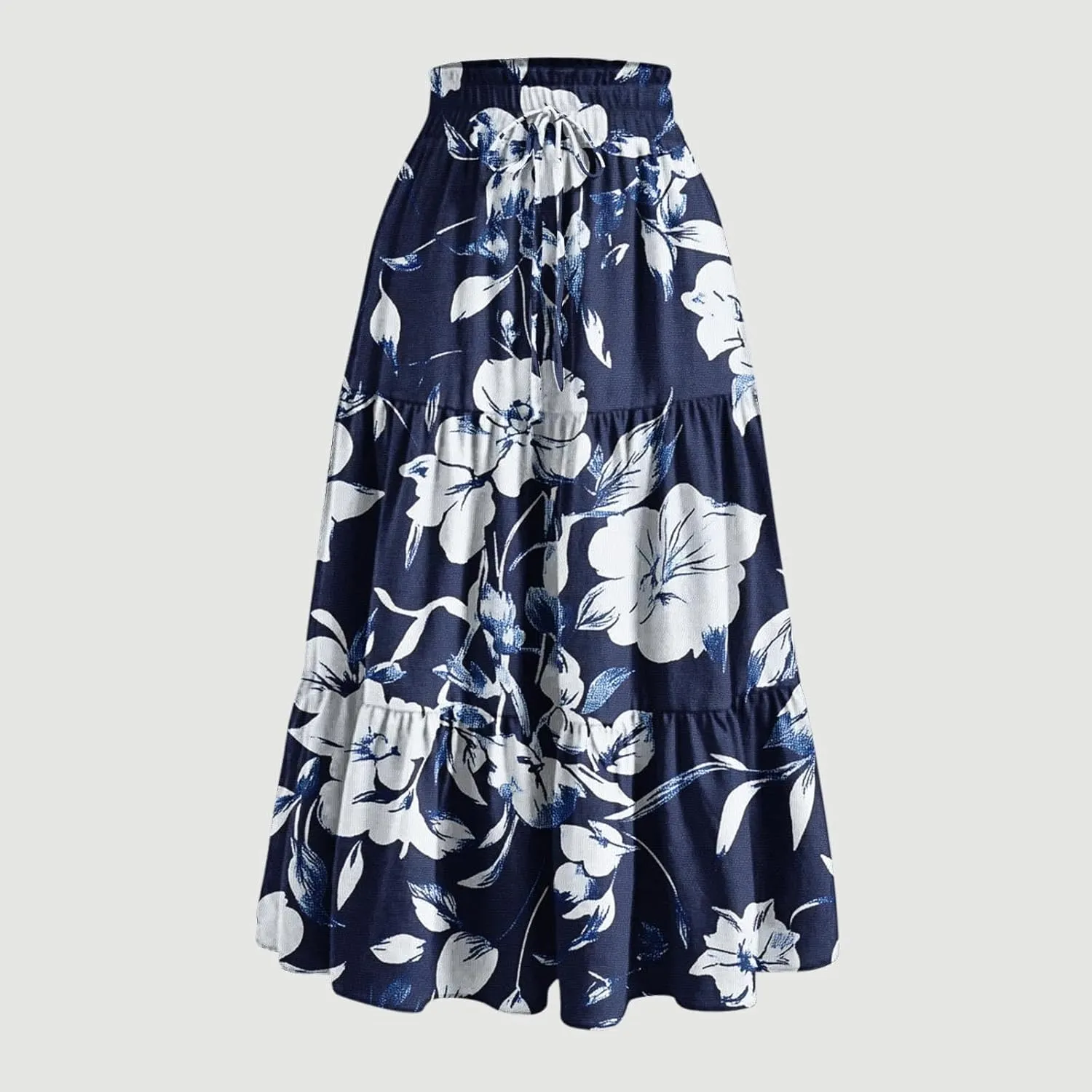 Women Floral Bohemian Maxi Skirts Summer Beach Hawaiian Boho Skirt 2025 Casual Holiday Long-Skirts for Vacation
