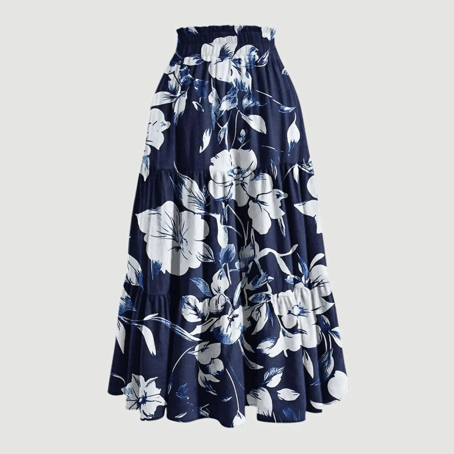 Women Floral Bohemian Maxi Skirts Summer Beach Hawaiian Boho Skirt 2025 Casual Holiday Long-Skirts for Vacation