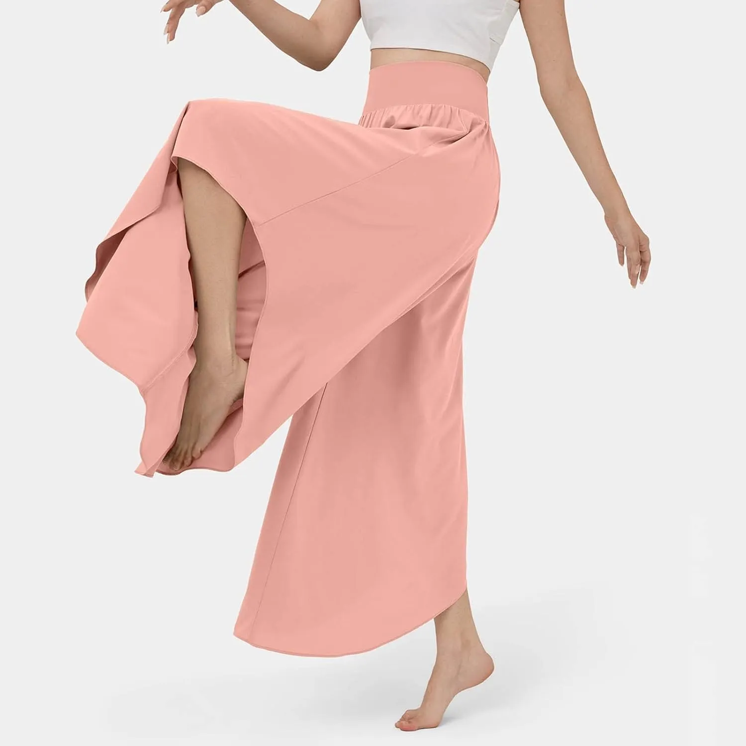Women Flowy Split Wide Leg Pants High Waisted Yoga Pants Baggy Hippie Pilates Pants Boho Beach Plus Size Palazzo