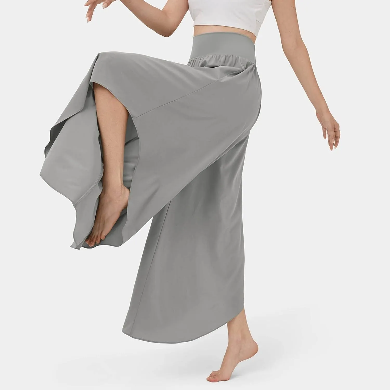 Women Flowy Split Wide Leg Pants High Waisted Yoga Pants Baggy Hippie Pilates Pants Boho Beach Plus Size Palazzo