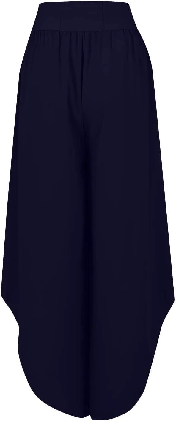 Women Flowy Split Wide Leg Pants High Waisted Yoga Pants Baggy Hippie Pilates Pants Boho Beach Plus Size Palazzo