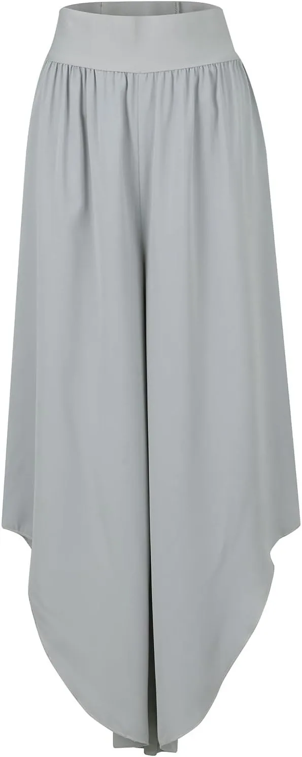 Women Flowy Split Wide Leg Pants High Waisted Yoga Pants Baggy Hippie Pilates Pants Boho Beach Plus Size Palazzo