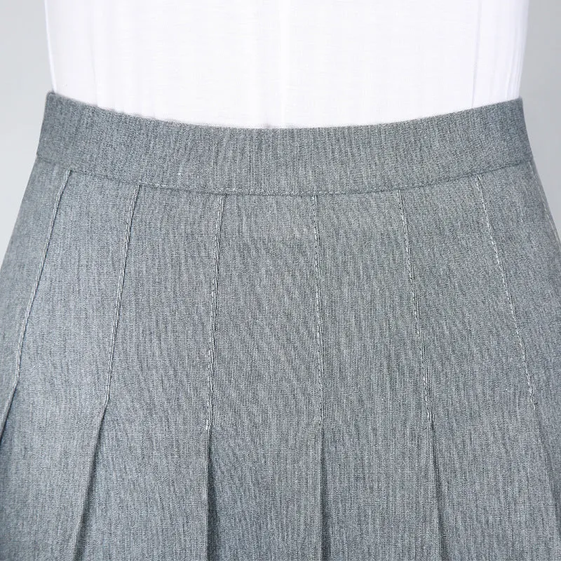 Women Pleated Skirt College Elastic Waist A-Line Skirt