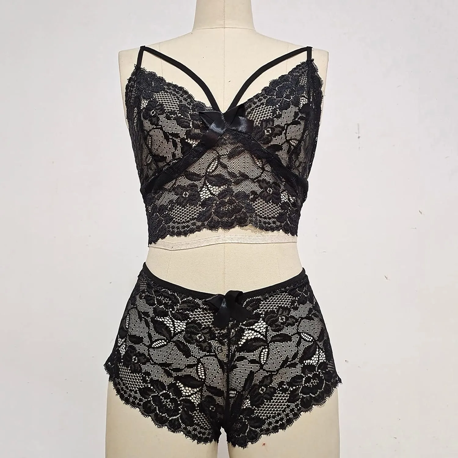 Women Plus Size Lingerie Corset Lace Floral Bralette Bra Two Piece Underwear Plus Size Nursing Nightgowns