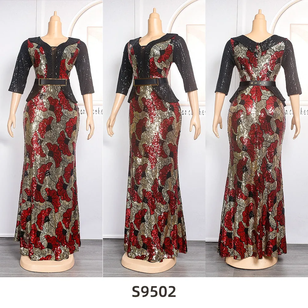 Women Plus Size Mermaid Dress Luxury Sequin Bodycon Evening Dresses