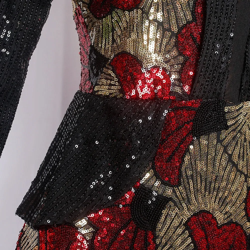 Women Plus Size Mermaid Dress Luxury Sequin Bodycon Evening Dresses