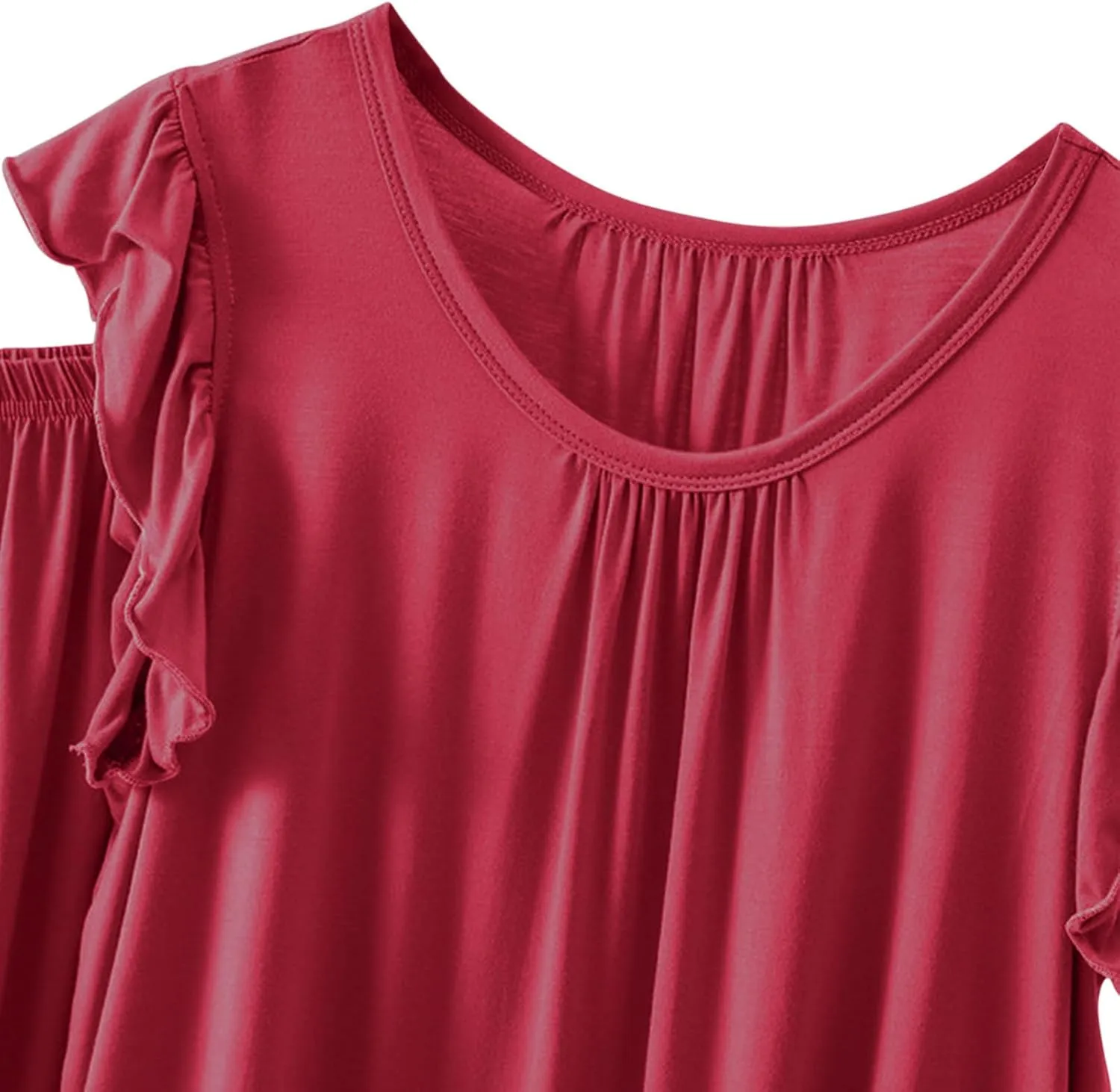 Women Plus Size Pajamas Sets Loungewear Soft Sleepwear Two Piece Summer Ruffle Sleeve Pjs Tank Top Shorts Lounge Set