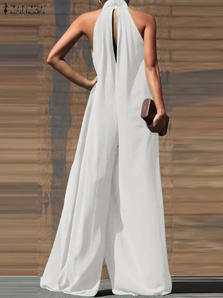 Women's 5XL Fashion Designer Wide Leg Rompers Jumpsuits (Plus Size)
