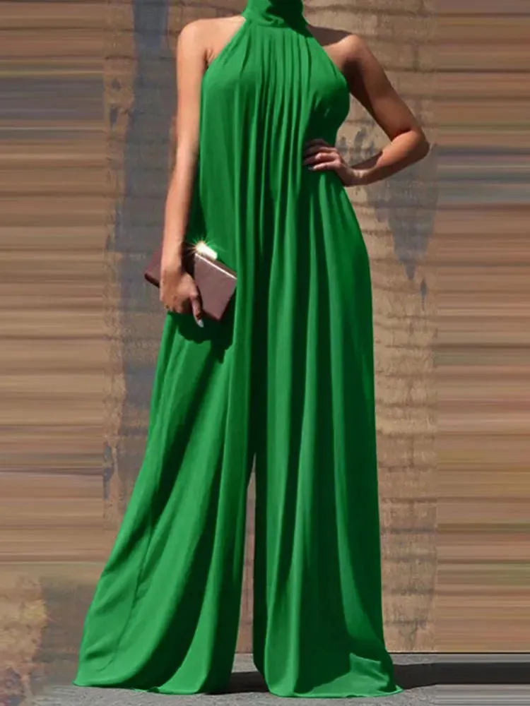 Women's 5XL Fashion Designer Wide Leg Rompers Jumpsuits (Plus Size)