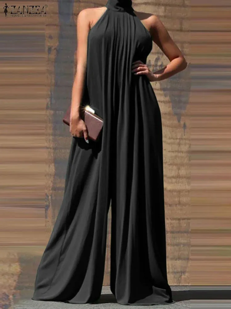 Women's 5XL Fashion Designer Wide Leg Rompers Jumpsuits (Plus Size)