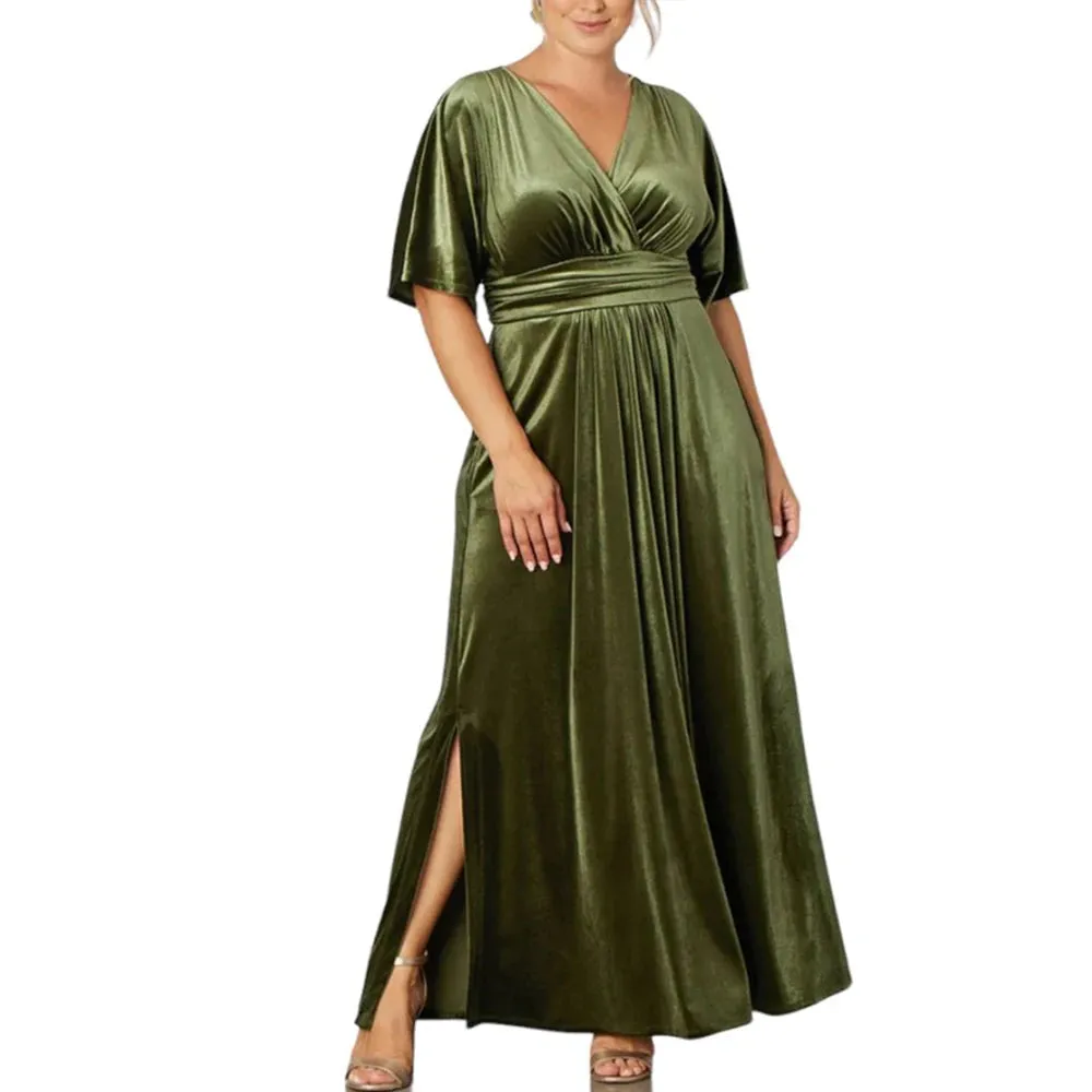 Women's 5XL Splits Fashion Designer High Waist Long Dresses (Plus Size)