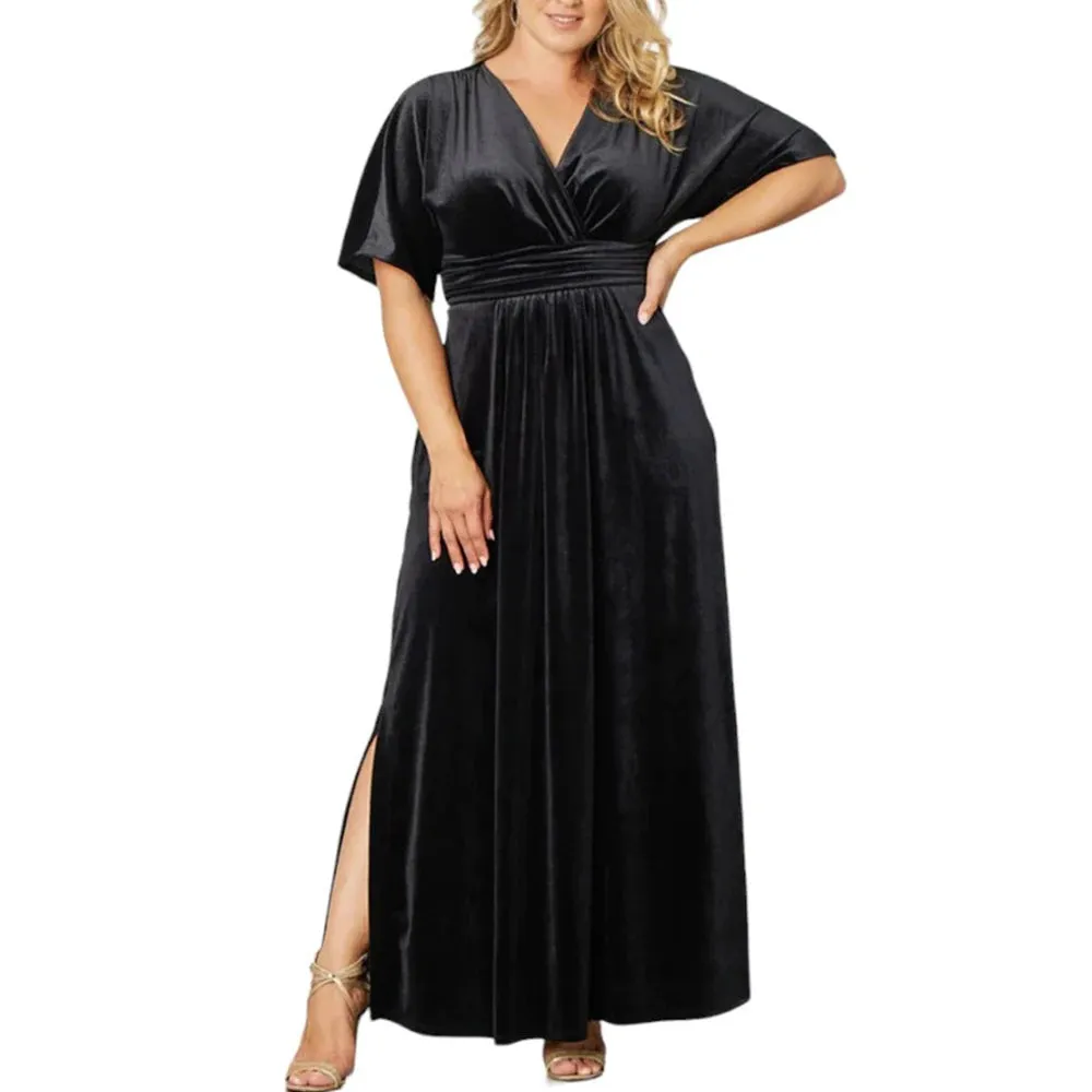 Women's 5XL Splits Fashion Designer High Waist Long Dresses (Plus Size)