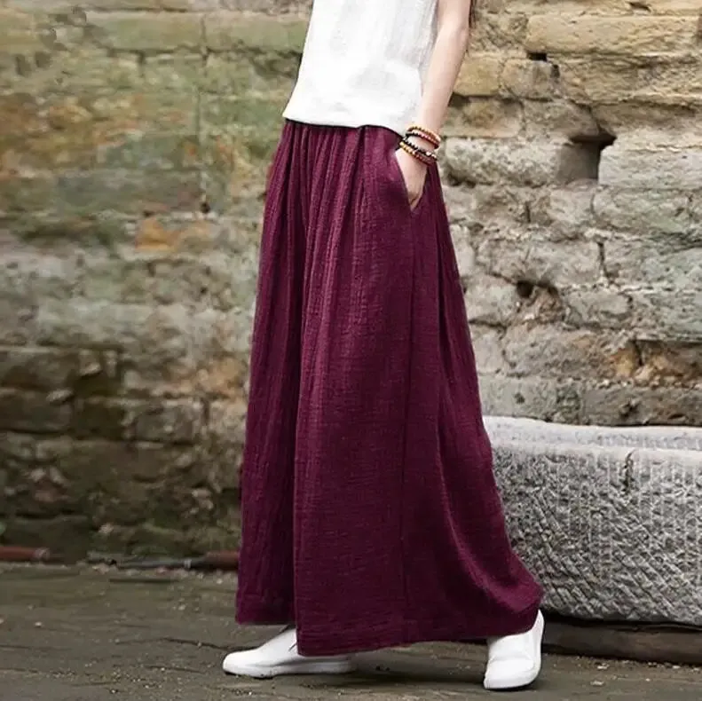 Women's 7XL Fashion Designer High Waist Linen Pants (Plus Size)