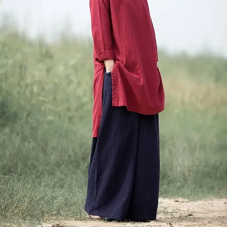 Women's 7XL Fashion Designer High Waist Linen Pants (Plus Size)